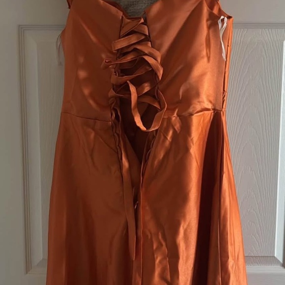 Orange Prom Dress With Leg Slit - Picture 4 of 4